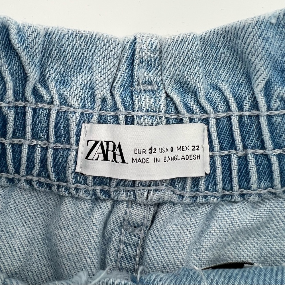 Zara High Rise Denim Mom Shorts Pleated Wedgie High - Picture 3 of 11